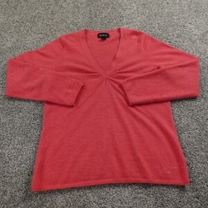 McDuff Sweater Womens XL Red Cashmere Knit Pullover V Neck Sweatshirt Cozy Soft